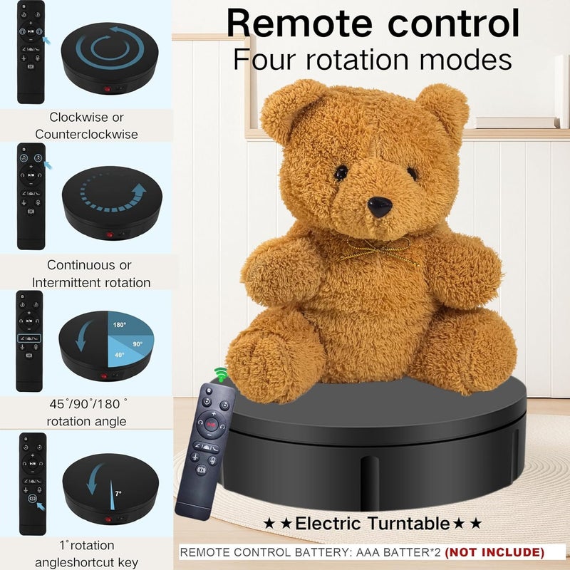 JAYEGT Motorized Rotating Display Stand, 350Lbs Load，360 Degree Electric Rotating Turntable for Photography Products Display，Live Show,Remote Control +5 Colors Backgrounds (Black/11.8inch /Wired) - Image 4